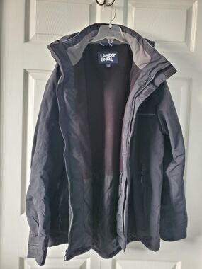 Lands' End Men's Black Waterproof Squall Jacket with Hood
